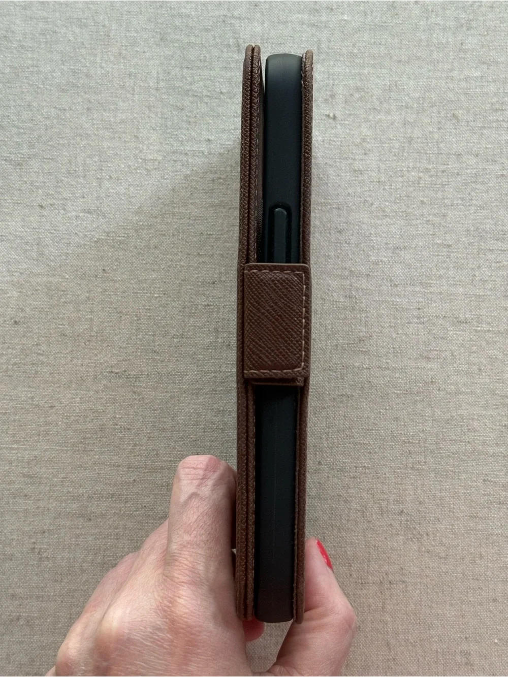 iPhone 14 Pro Max Brown Leather Wallet Case | Magnetic Closure | Card Holder